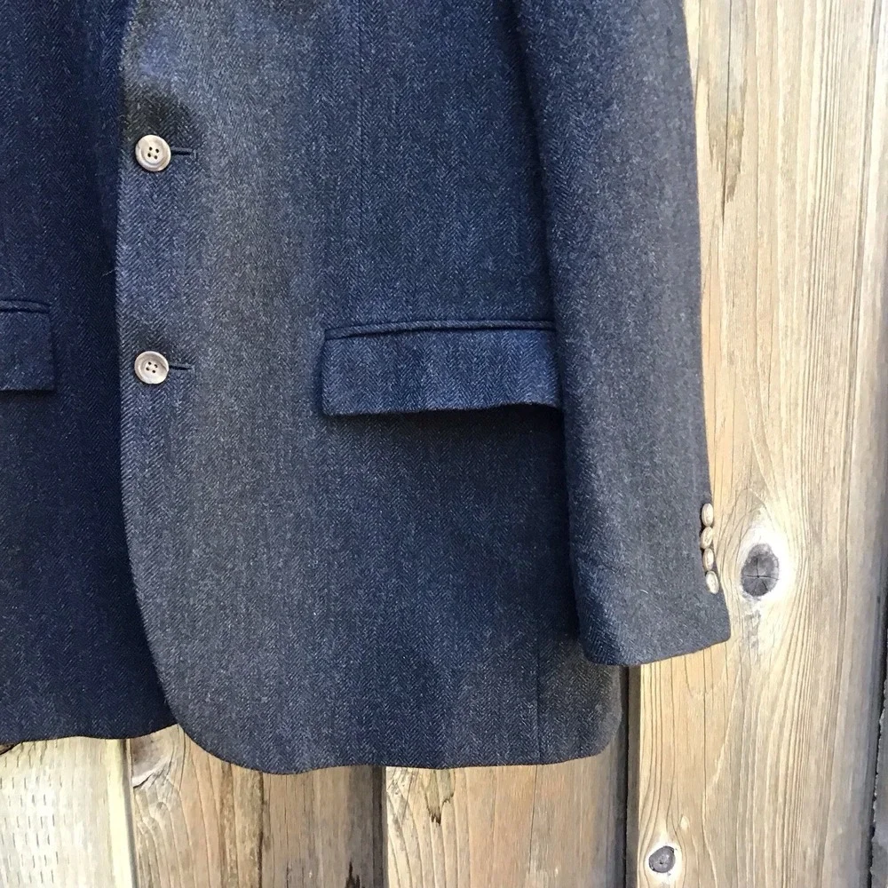 Vintage Polo Ralph Lauren Italy Wool Angora Blazer Sport Coat Charcoal 44L